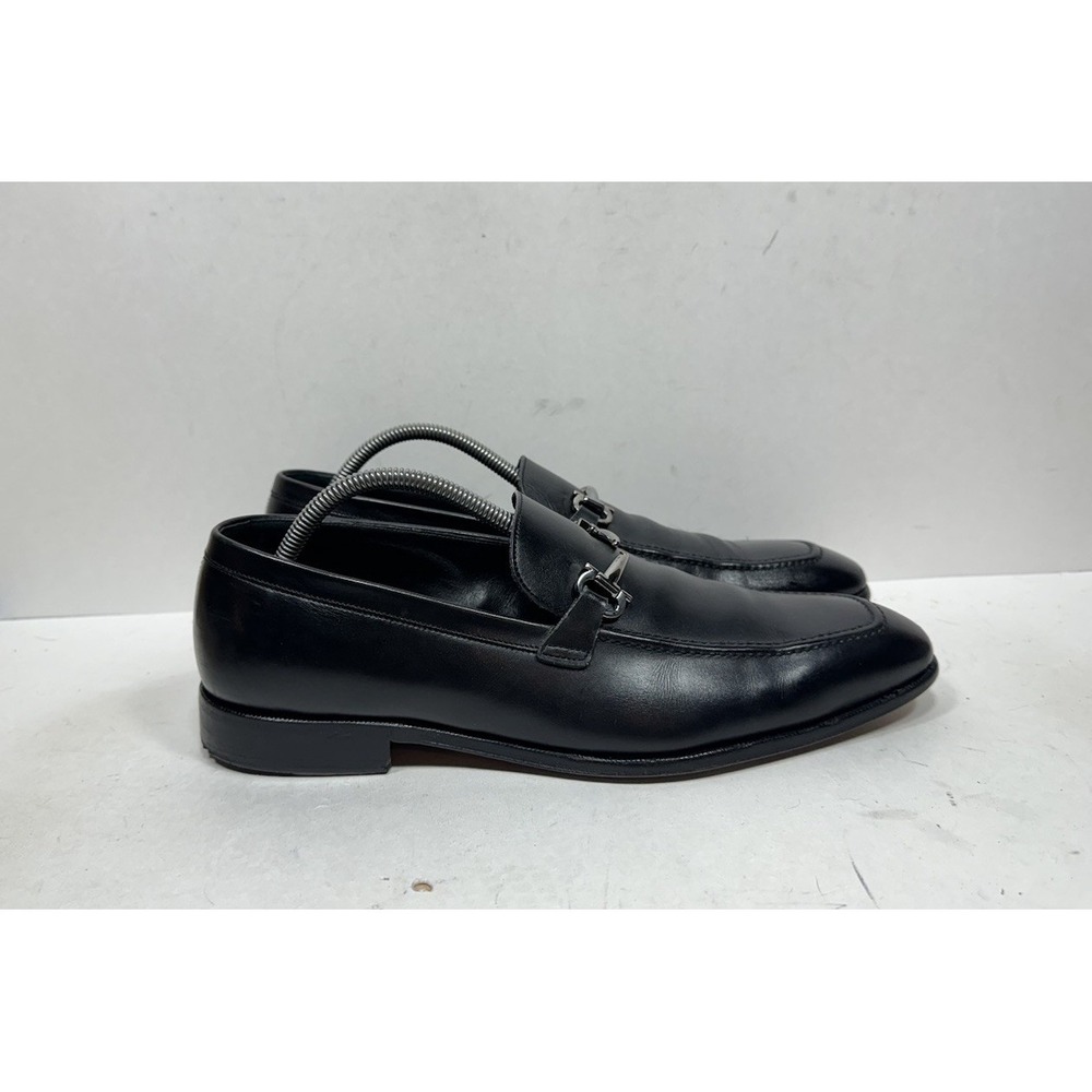 Salvatore Ferragamo Black‎ Fenice Shoes Silver Gancini Bit Loafers Men's 9.5 2E